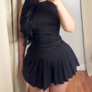 Black Pleated Mini Skirt